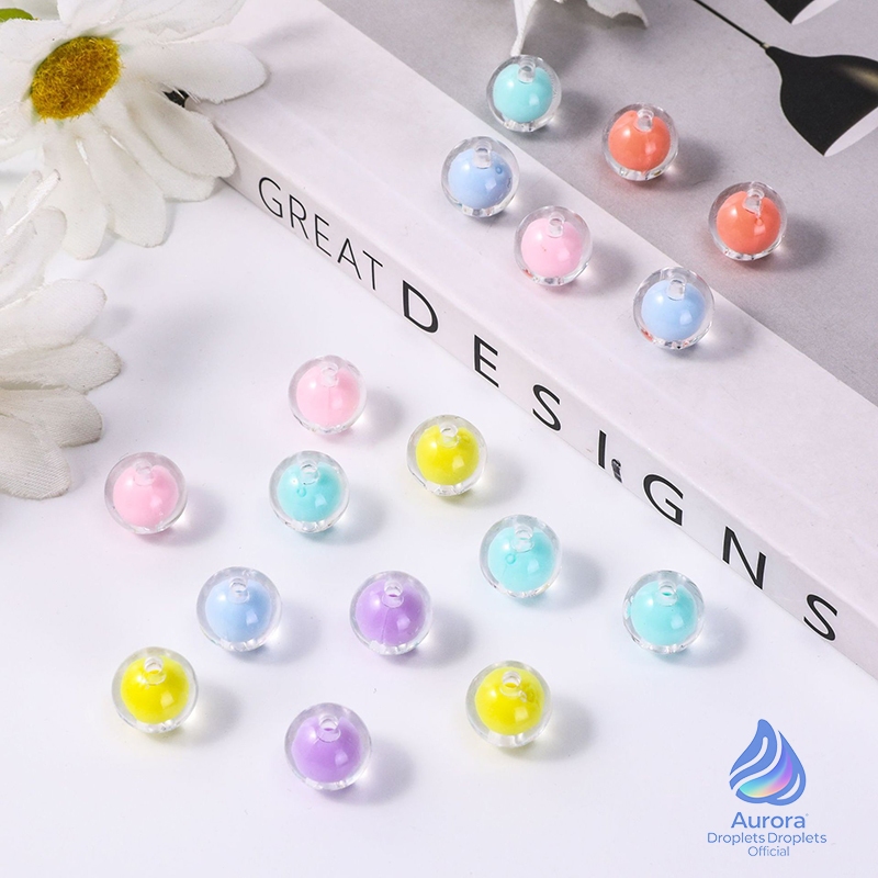 Manik Manik Akrilik Bulat Isi Transparan/Mote Bulat Bening/akrilik berwarna dalam manik-manik