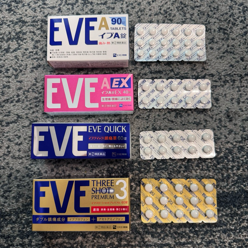 EVE Quick / EVE A / EVE Three Shot Premium Obat Sakit Kepala Nyeri Menstruasi Jepang (Eceran)