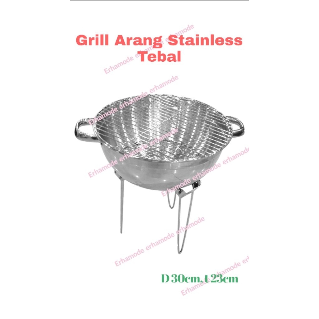 Alat Pemanggang Grill Arang Bbq Panggangan Arang Stainless Steel Tebal 30cm