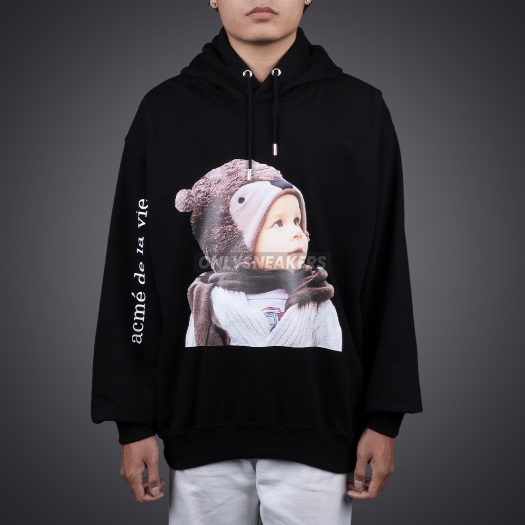 ADLV BABY FACE BEAR MUFFLER BOY BLACK HOODIE