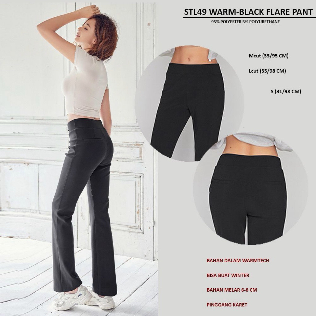 Celana Wanita Olahraga Murah (STL49 Warm Flare Pants 2 Warna)