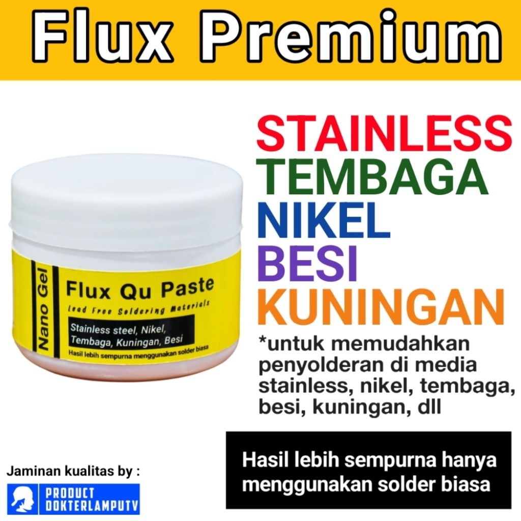 Flux Qu Pasta Flux Pasta Solder Perekat Stainless Steel Nikel Besi kuningan tembaga Baterai patri fl