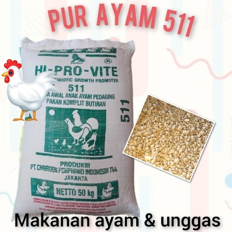 AQUABRIZZ Bravo 511 50kg Pakan Ayam Pur Daging Umur 1 Hari - 21 Hari Kemasan Karung