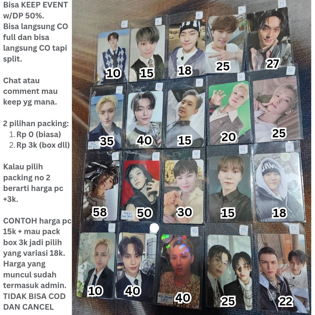 Ready Stock Photocard Seventeen Dino The8 Hoshi Jun Seungkwan Joshua DK Woozi Jeonghan Happy Burstda