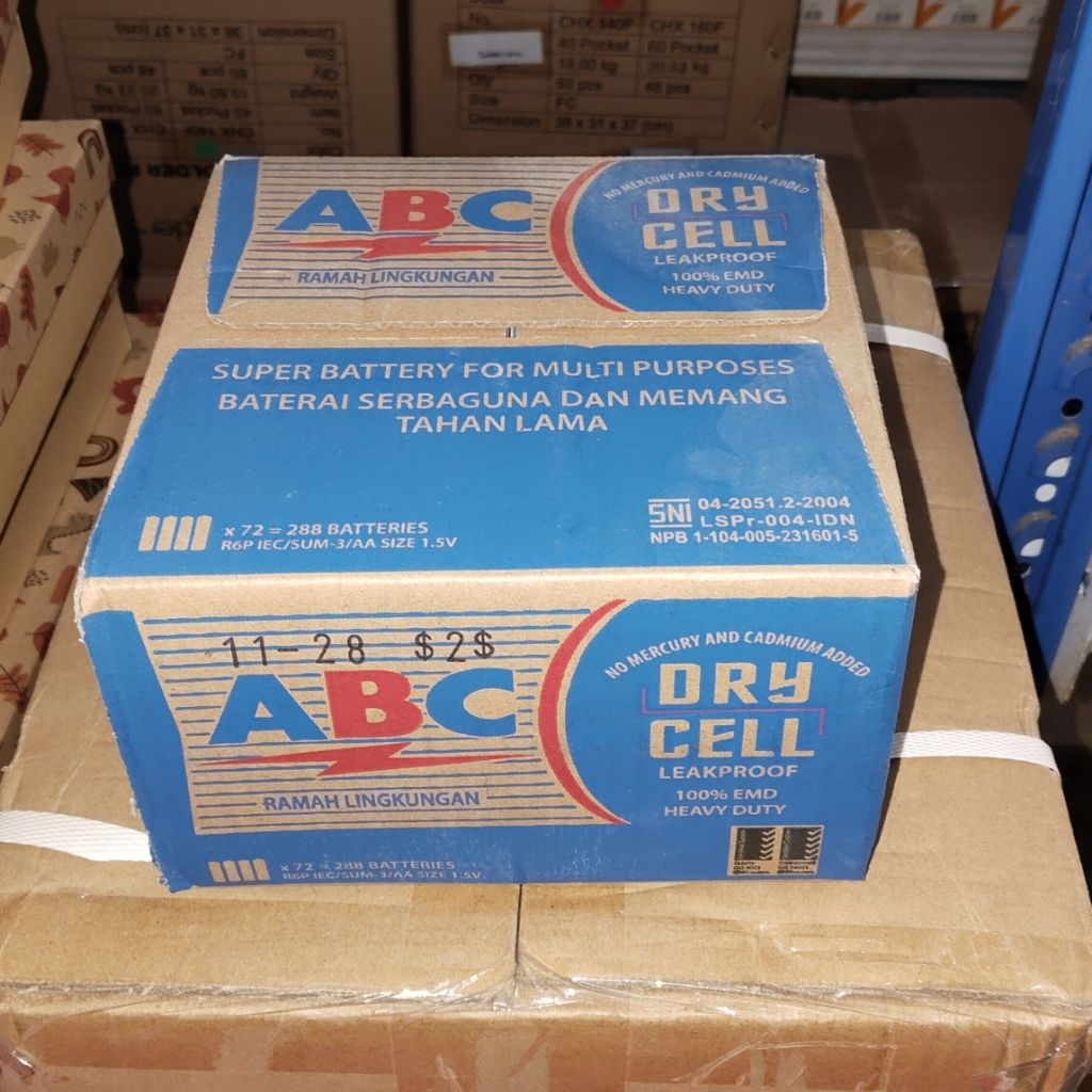 [1 KARTON] BATERAI/BATTERY/BATTERAI/BATREY/BATRAI JAM DINDING ABC BIRU AA - 1 KARTON
