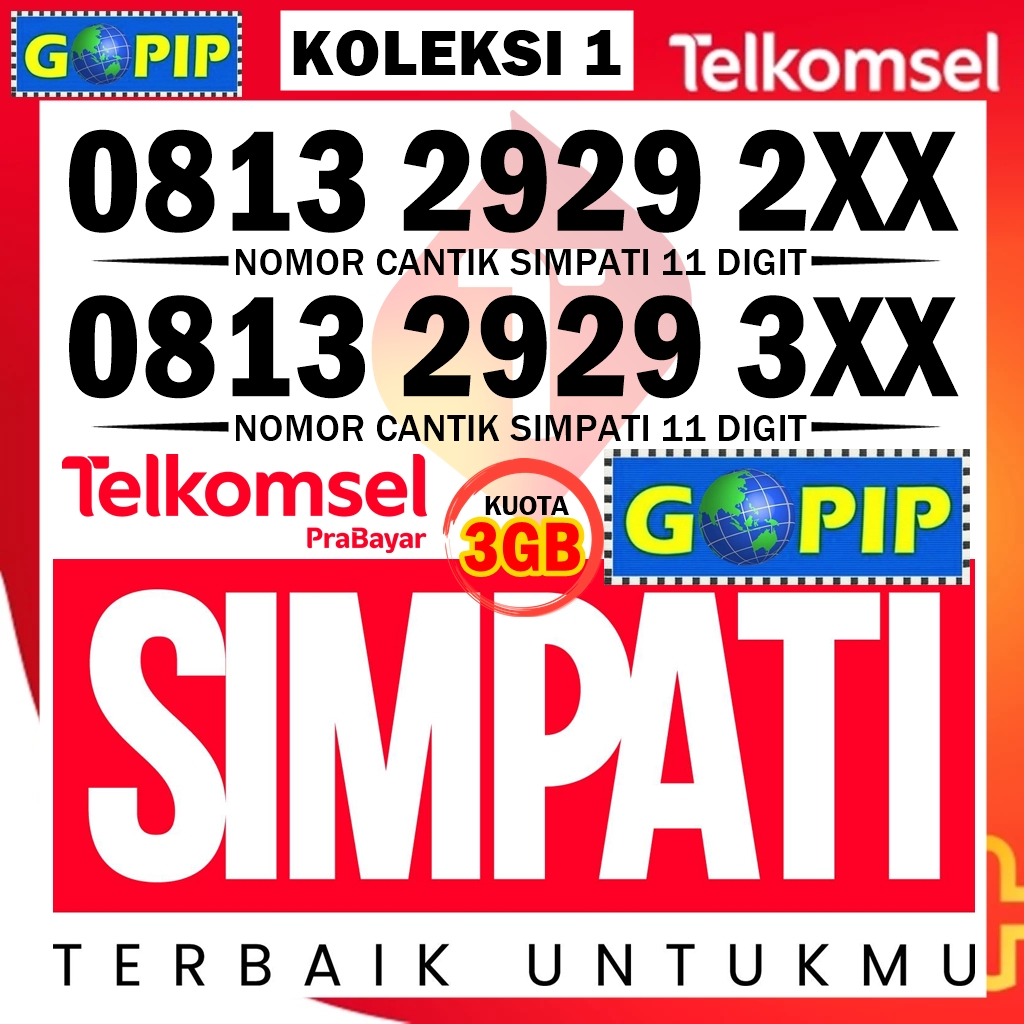 (Koleksi 1) Nomor Cantik Simpati 2929 Kartu Perdana Telkomsel 5G Prabayar