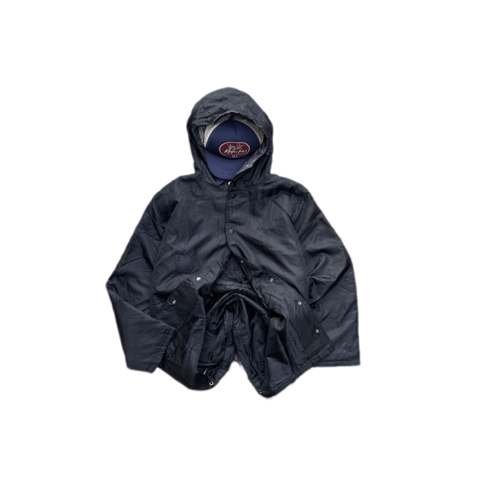 Champion Script Eimbordery Coach Hooded Black Jacket