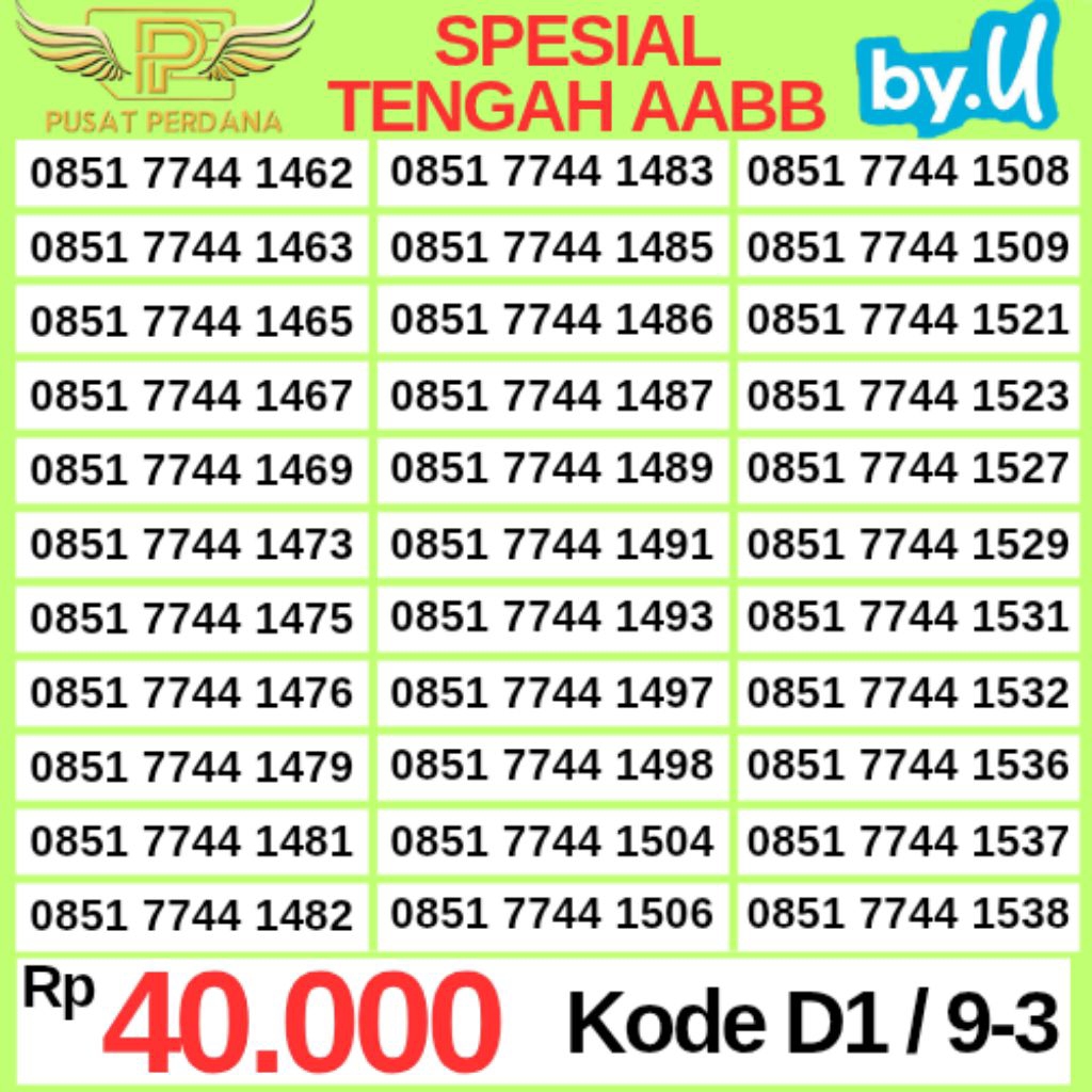 Nomor Cantik / Nomer Cantik Kartu Perdana BY U Telkomsel 4G LTE