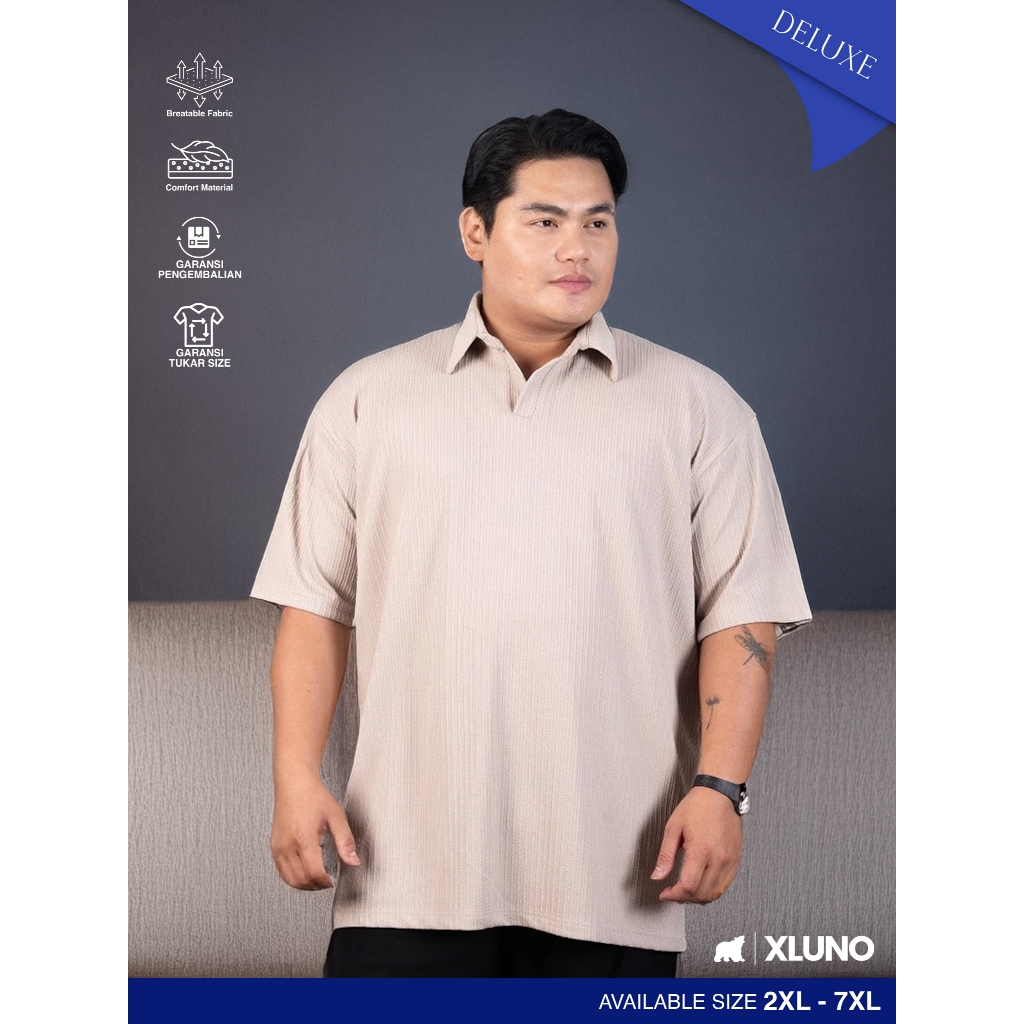 XLUNO Carl Polo Khaki Baju Polo Pria Jumbo Knit Big Size Lengan Pendek