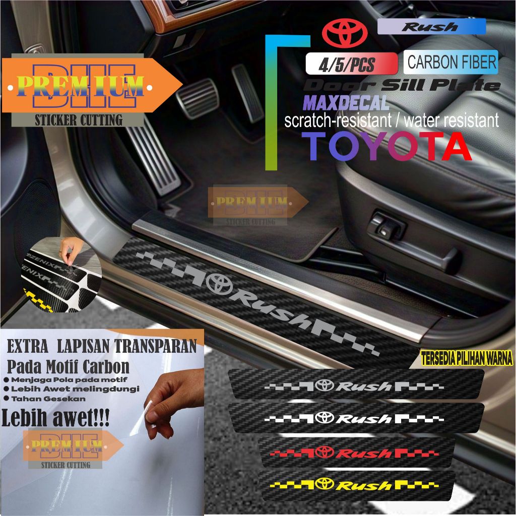 New Stiker Pelindung Sill Plate Carbon 3d Mobil Toyota Rush Stiker Pijakan kaki Pintu Mobil Toyota R