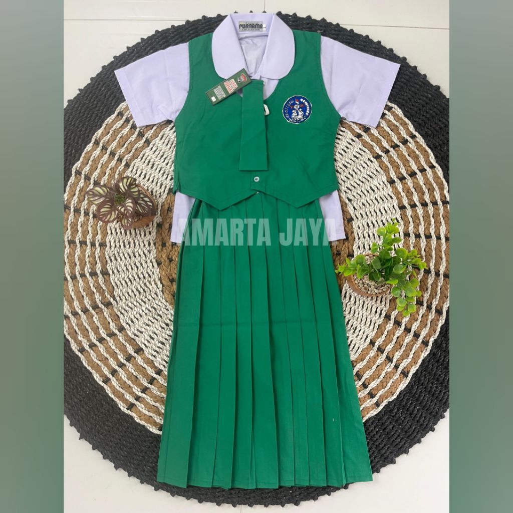 SERAGAM PAUD DAN TK/RA SETELAN CEWEK BAJU PENDEK ROK PANJANG SERAGAM SEKOLAH WARNA HIJAU PUTIH BAJU 