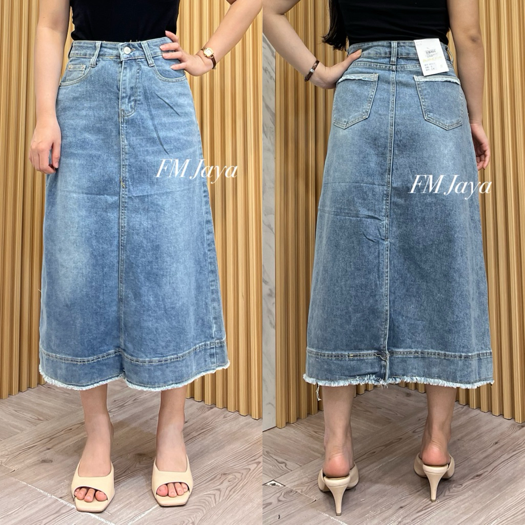 ROK JEANS WANITA 8921-1 || ROK PANJANG WANITA || ROK JEANS WANITA PREMIUM || ROK JEANS STRETCH