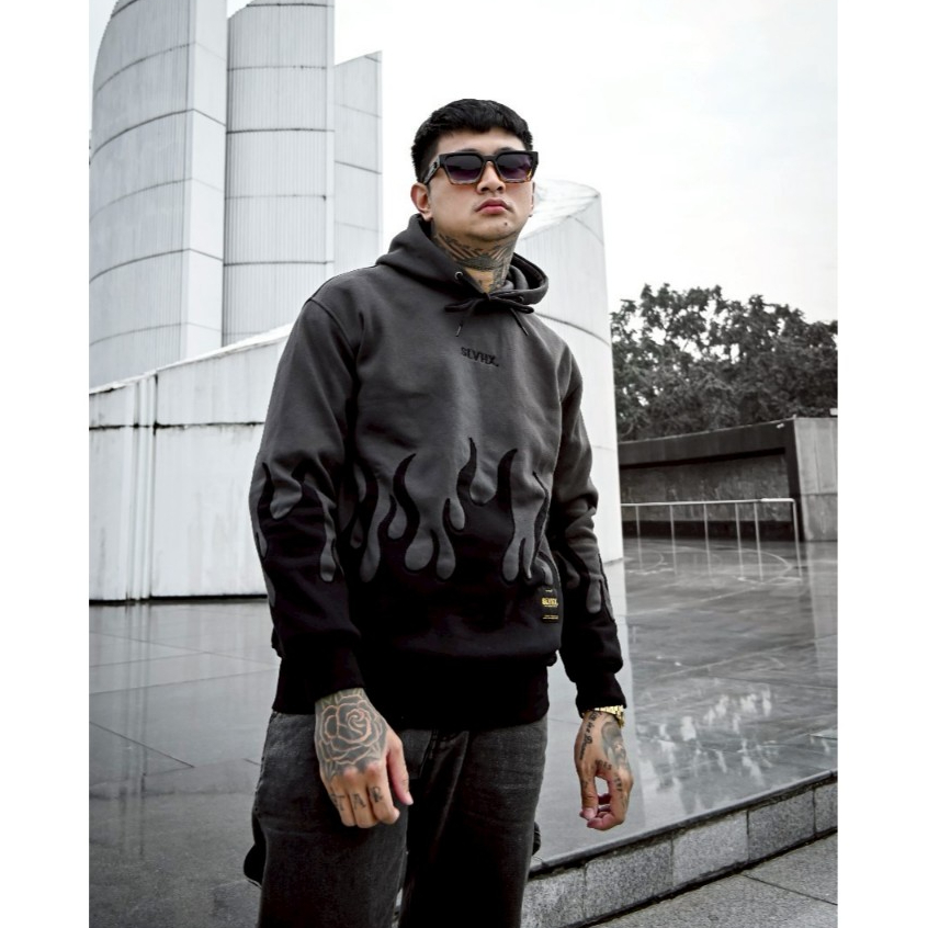 Hoodie Pria Flame Api Streetwear Oversize Premium Bahan Tebal Stylish SLVHX Sweater Hoodie Keren Har