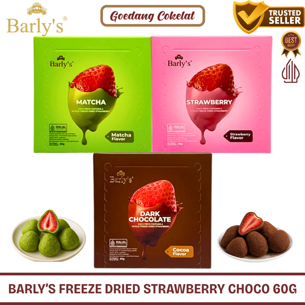 BARLY'S FREEZE DRIED STRAWBERRY CHOCOLATE 60g / Coklat Stroberi Kering Cocoa Matcha Impor Halal