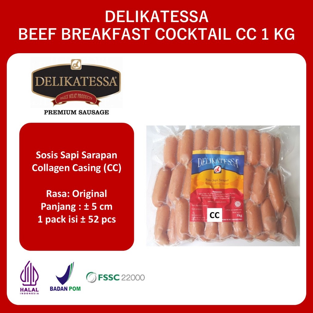 Delikatessa Beef Breakfast Cocktail CC (1KG) Sosis Sapi Sarapan Hotel Cocktail Mini Halal Bakar Gore