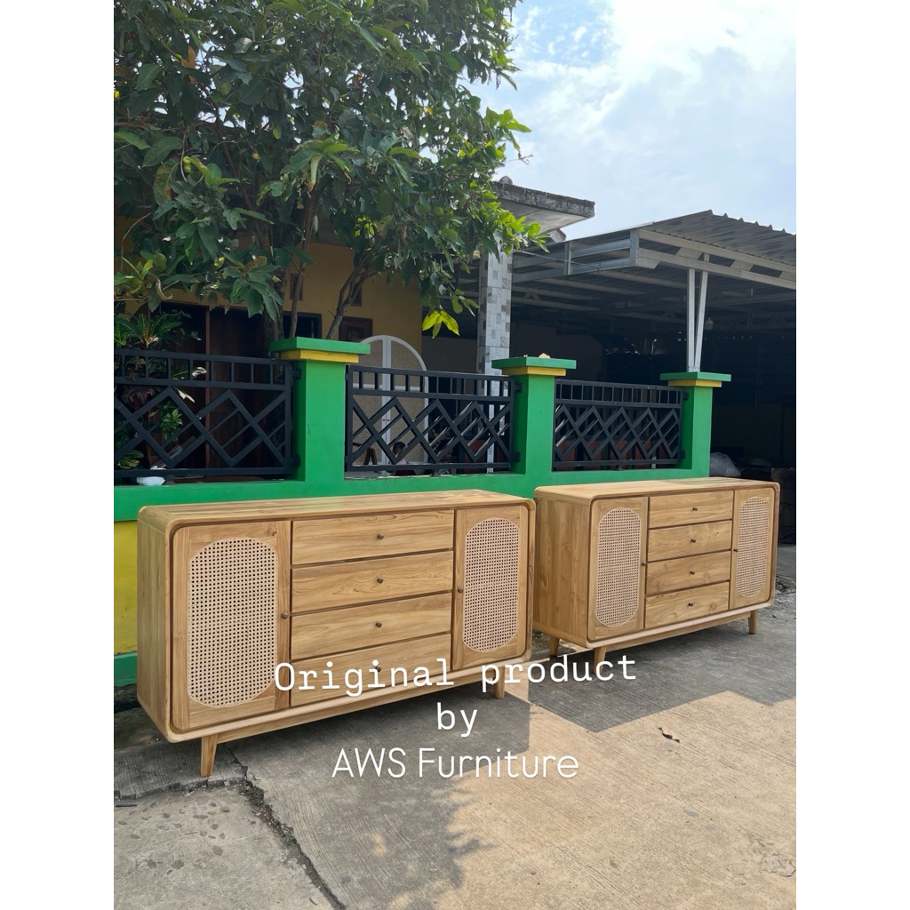 bufet retro rotan minimalis kayu jati bufet tv minimalis cantik
