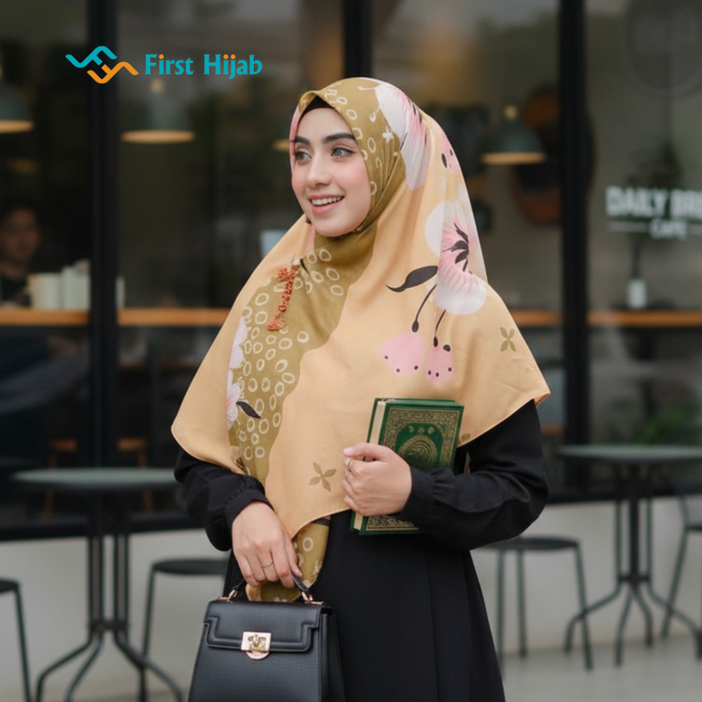 FIRST HIJAB - Alisha Hijab Segiempat 115x115 cm Bahan Katun Voal | Hijab Kerja