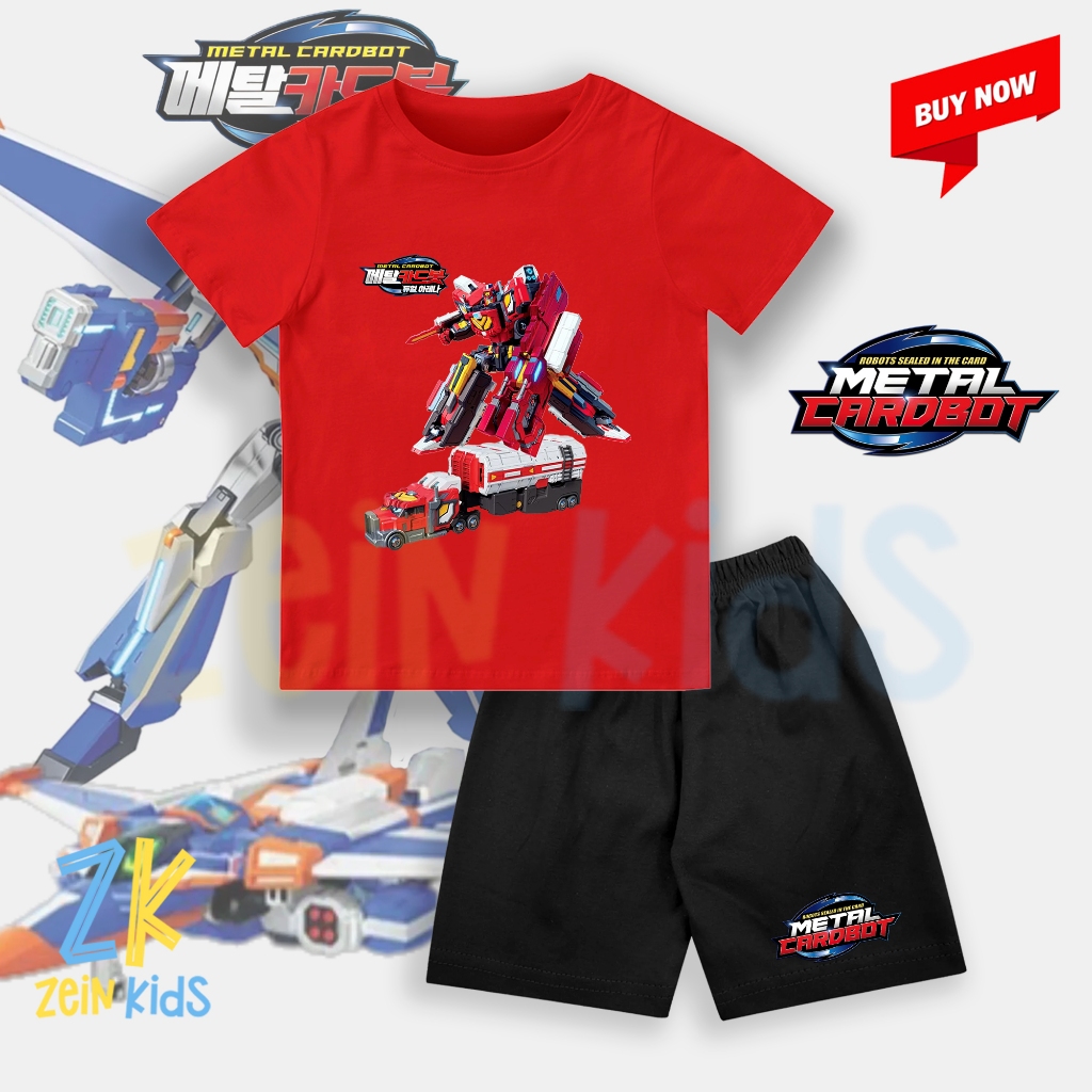 Baju Setelan Anak Metal Cardbot GIGANTREX / Kaos Setelan Anak Gambar Robot Kartun