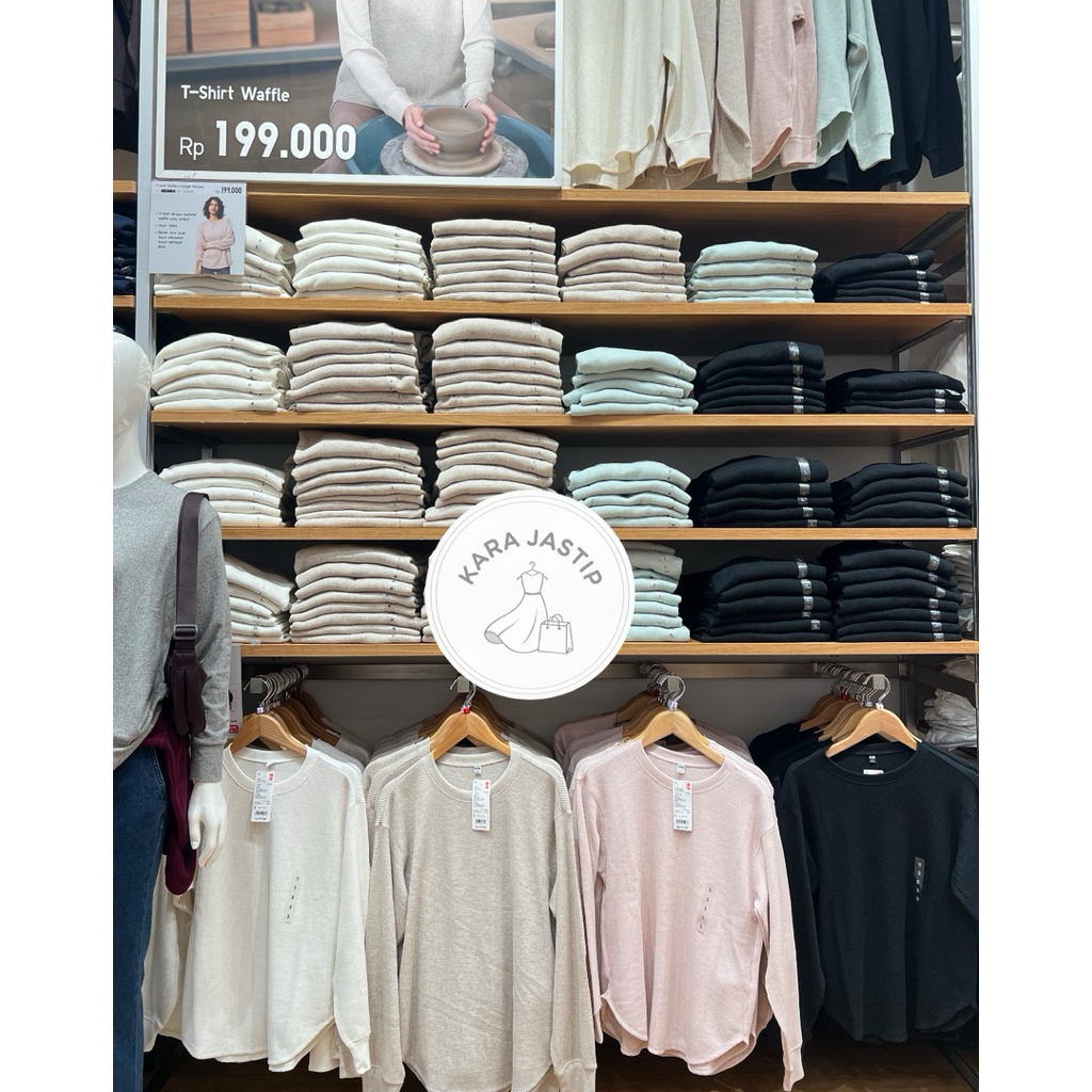 SALE Women T-shirt Waffle Kaos Waffle UNIQLO