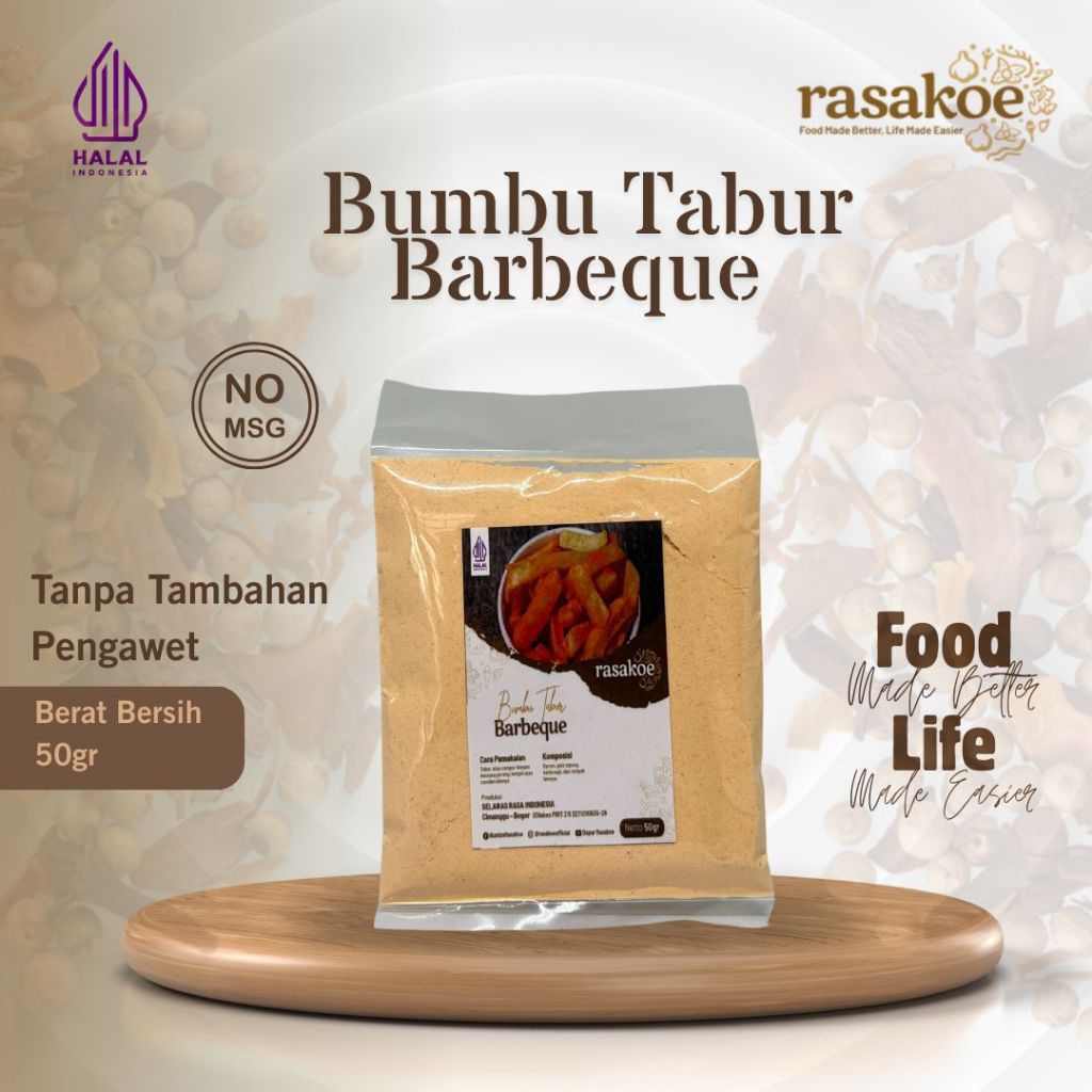 Rasakoe Bumbu Tabur Barbeque Non MSG 50 Gram - Halal, Praktis & Tanpa Pengawet