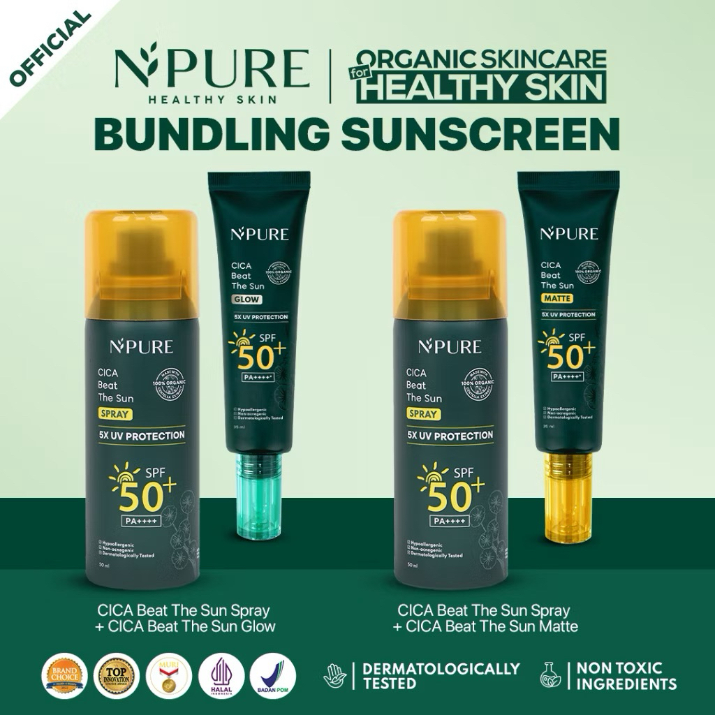 [BELI 2 LEBIH MURAH] NPURE Bundle Cica Beat The Sun Matte + Cica Beat The Sun Spray / Acne Sunscreen