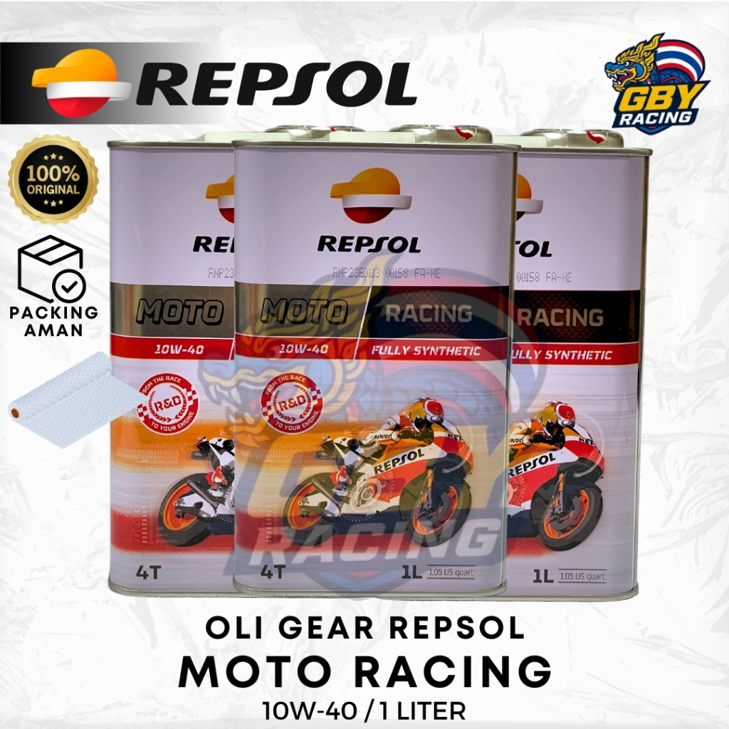 REPSOL Moto Racing 10W 40  Full Synthetic 4T 1L Oli Mesin Repsol Ful Sintetis 4T 1Liter Original