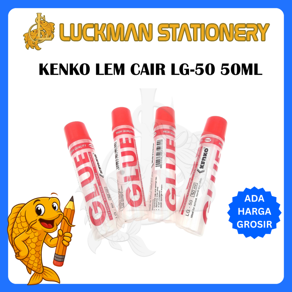 KENKO LEM CAIR LG-50 50ML / LIQUID GLUE / LEM CAIR KENKO / LEM KERTAS [LUCKMAN STATIONERY]