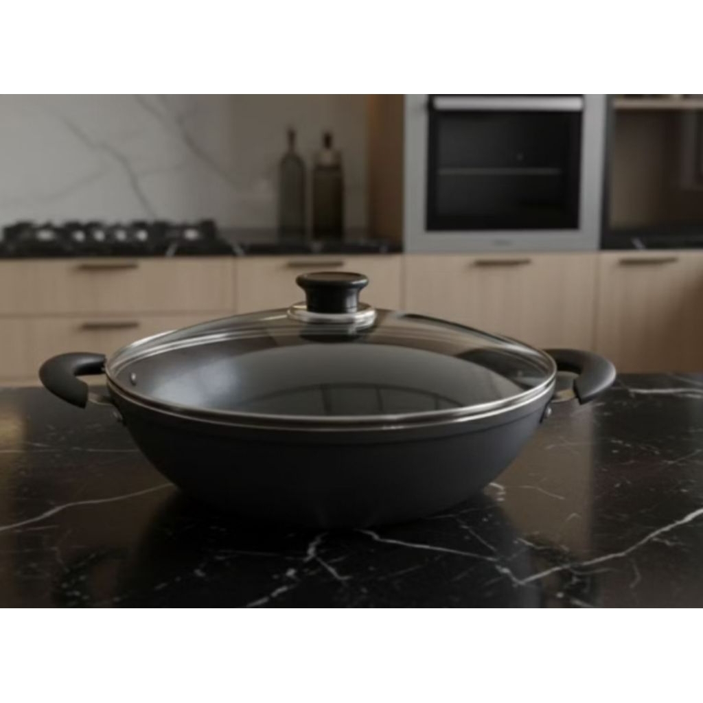 Wok rijek 30 cm + Kaca anti lengket dan Original CkA