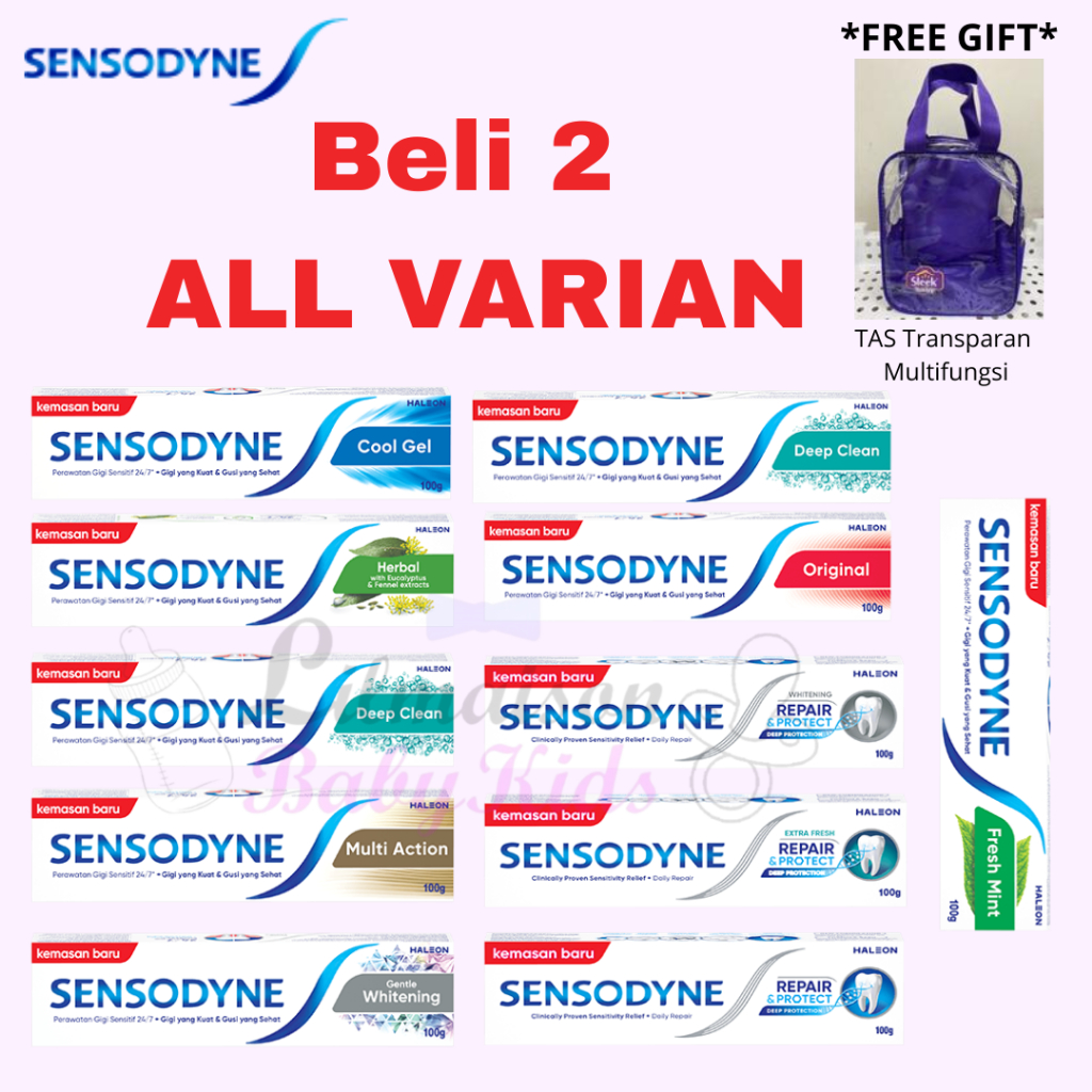 SENSODYNE Protection Original Multi Action Fresh Mint Herbal Cool Gel 60gr 100gr 160gr