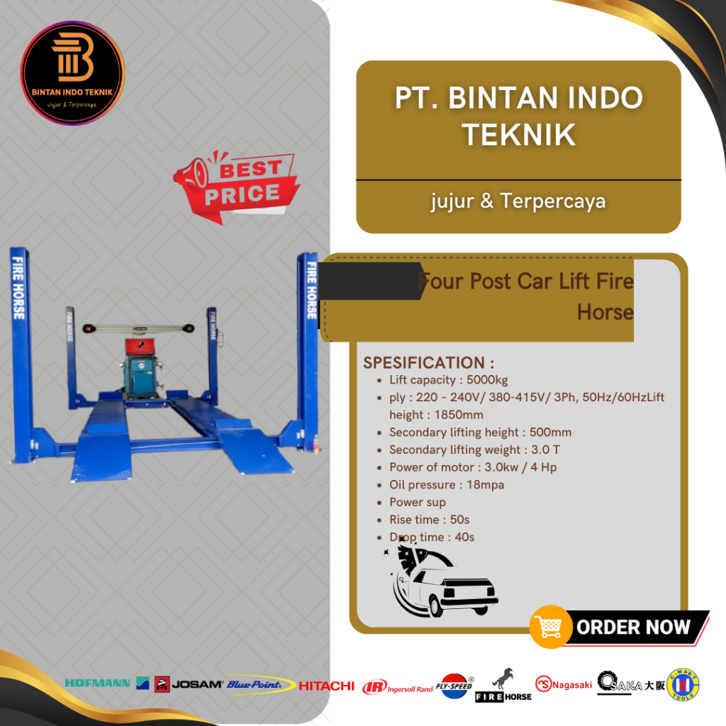 Car Lift Four Post/ 4 post lift / hidrolik 4 tiang / hidrolik Fire Horse