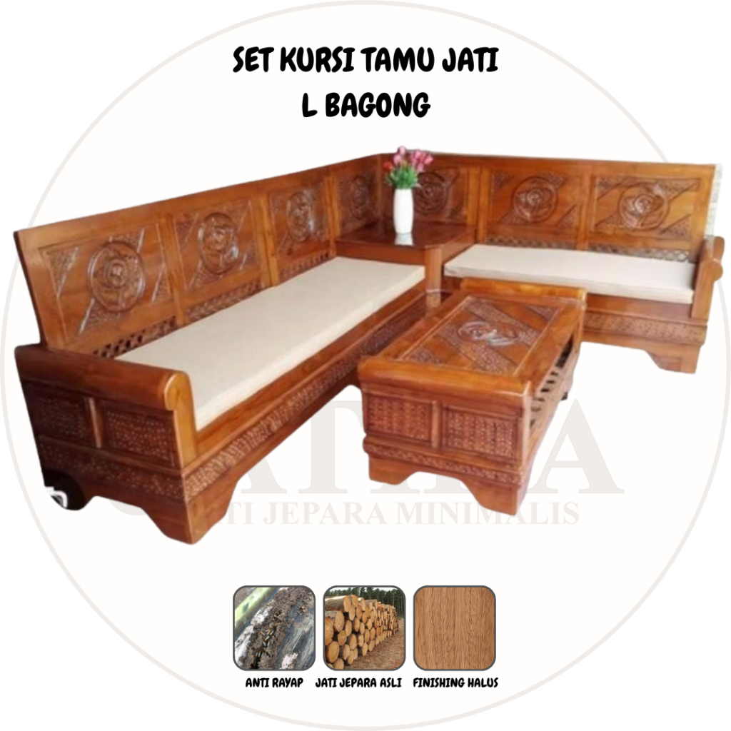 Set Kursi Tamu Jati L Bagong | Kursi Tamu Jati Asli Jepara Murah Palembang
