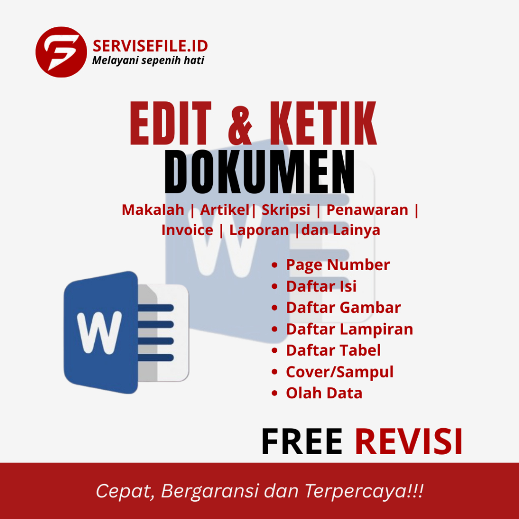 JASA EDIT DAN KETIK / DOKUMENT / ARTIKEL / MAKALAH / TUGAS SEKOLAH / TUGAS KULIAH / TUGAS KANTOR