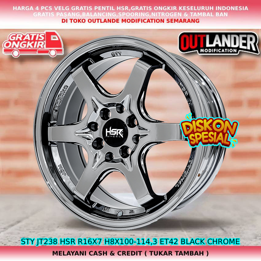Velg black chrome ring16 velg mobil Cloud| Binguo| Alvez| Formo| Confero| dll velg hsr sty R16