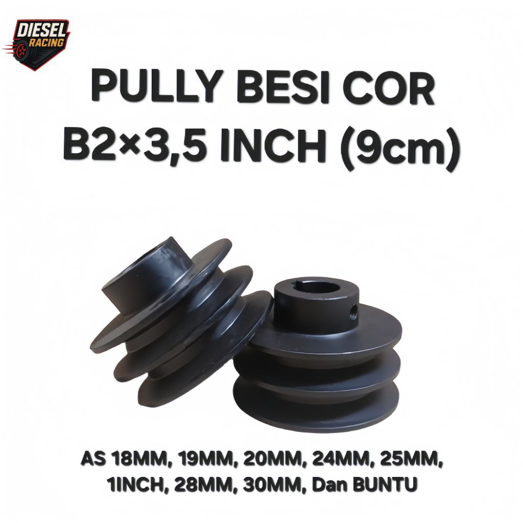 PULLY BESI COR B2×3,5" (9cm) AS 18MM, 19MM, 20MM, 24MM, 25MM, 1INCH, 28MM, 30MM, Dan BUNTU