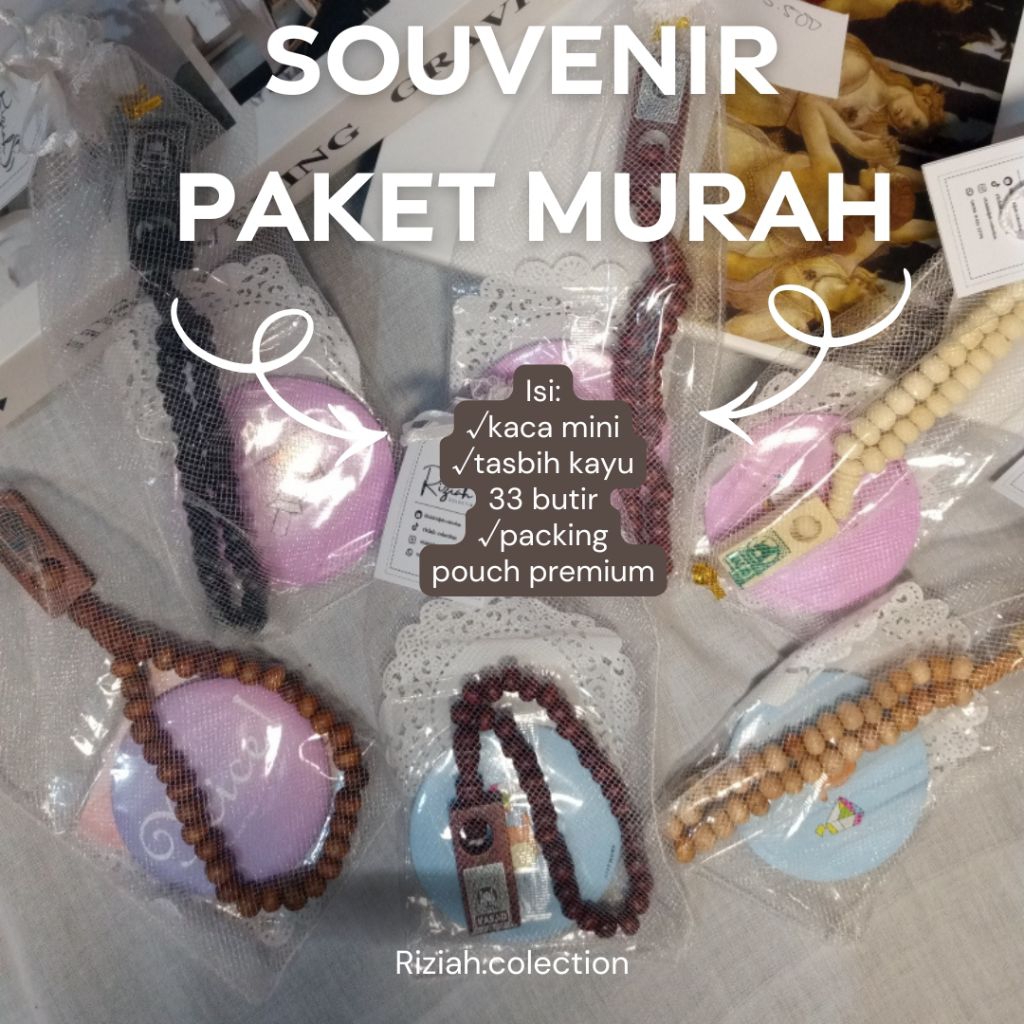 SOUVENIR KACA TASBIH | packing dengan hiasan pouch | souvenir hajatan weding