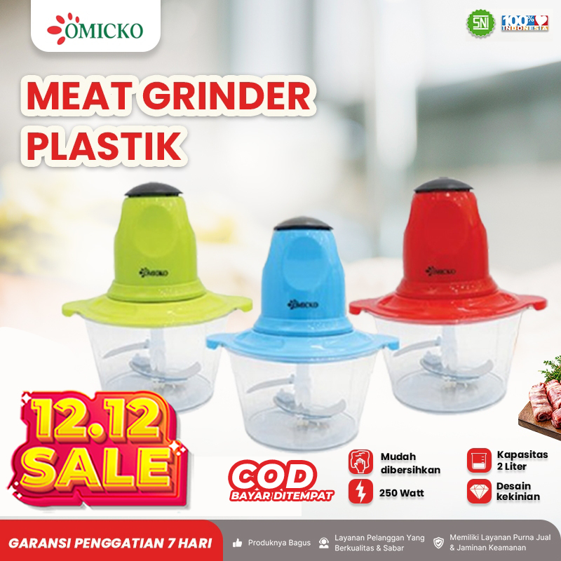 Chopper Daging Plastik Omicko OM-4902 – Meat Grinder Serbaguna 2L | Alat Giling Daging & Bumbu Dapur