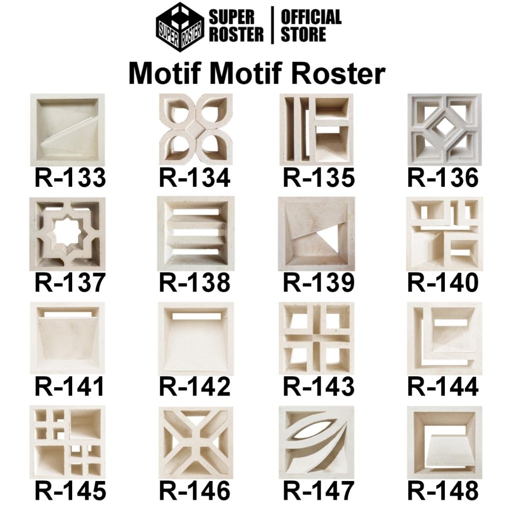 Roster Beton Lubang Angin Minimalis Ukuran 20 x 20 x 10 motif R-133 - R-148