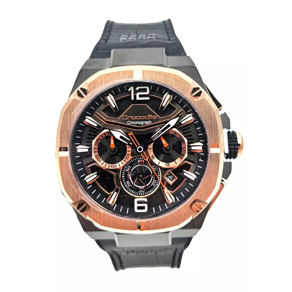 PROMO Jam Tangan Pria Crocodile CM-049G34B Brown Chronograph Original Resmi