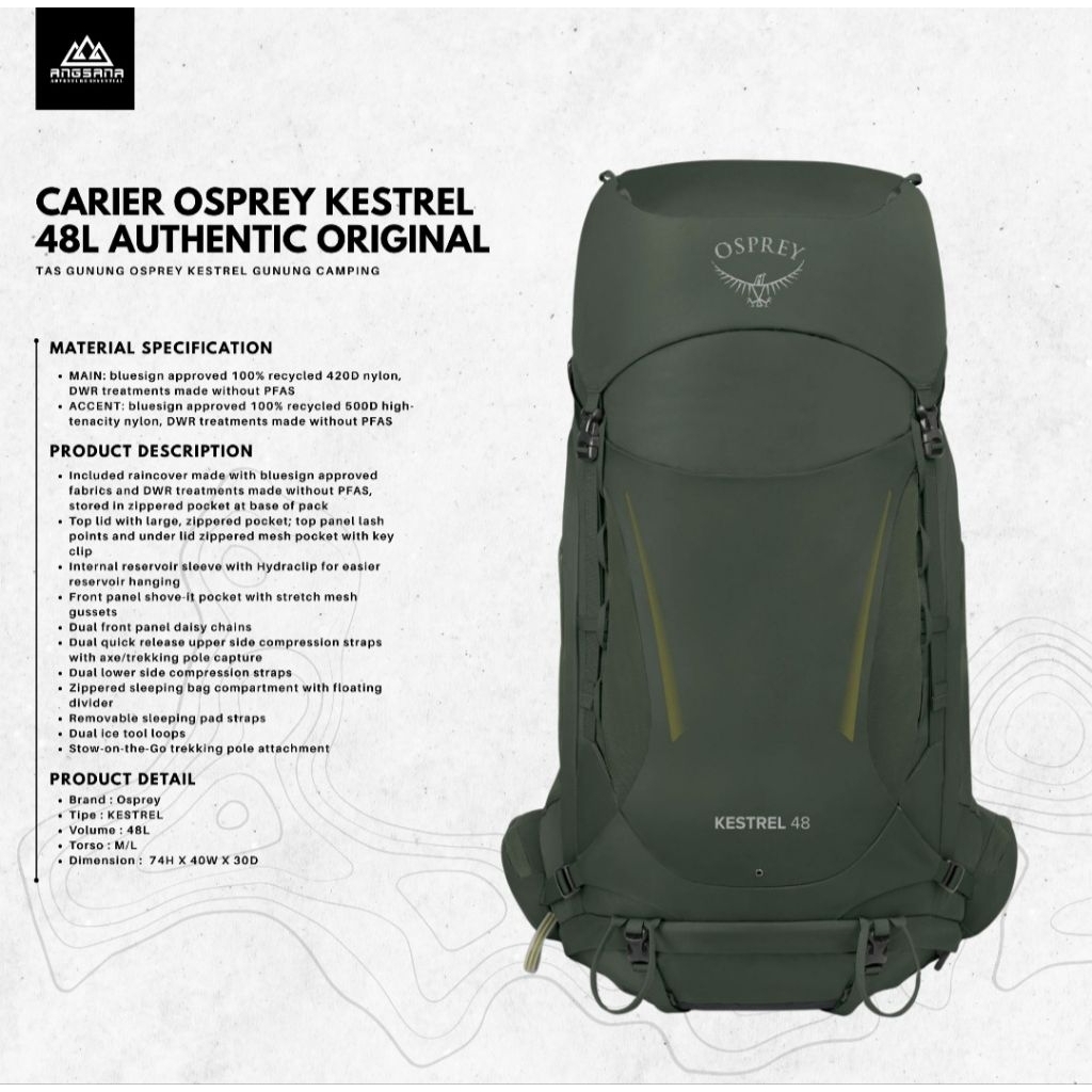 Carrier Osprey Type Kestrel 48Liter Green