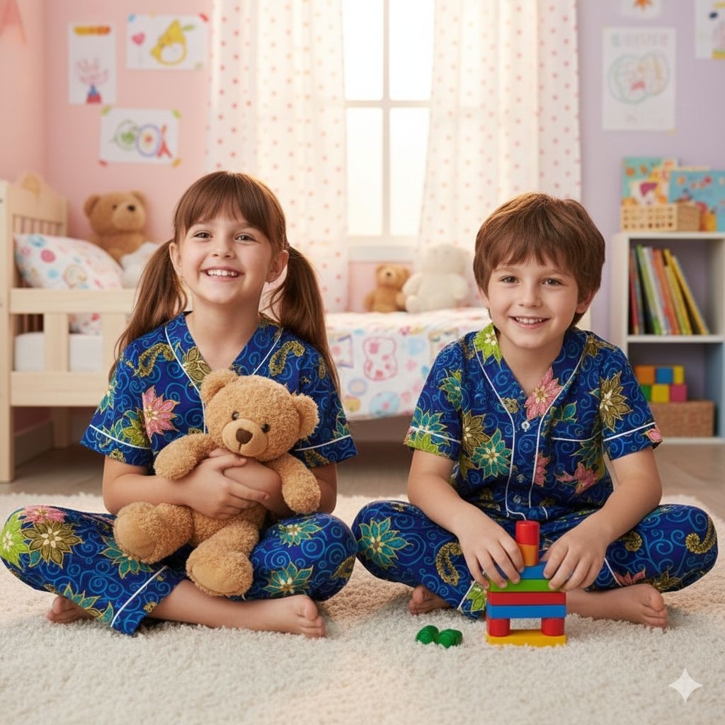 Piyama Batik Bagan Siapi-Api Anak No 7/ Baju Tidur Bagan Anak No 07