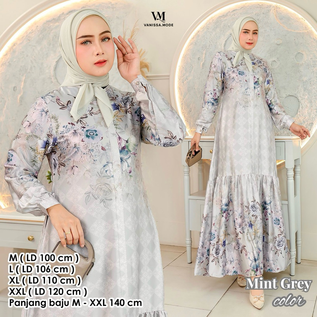Vanissa Mode - Lunara Dress Armani Silk Busui / Gamis Armani silk Printing Rempel / Gamis Pesta Mewa