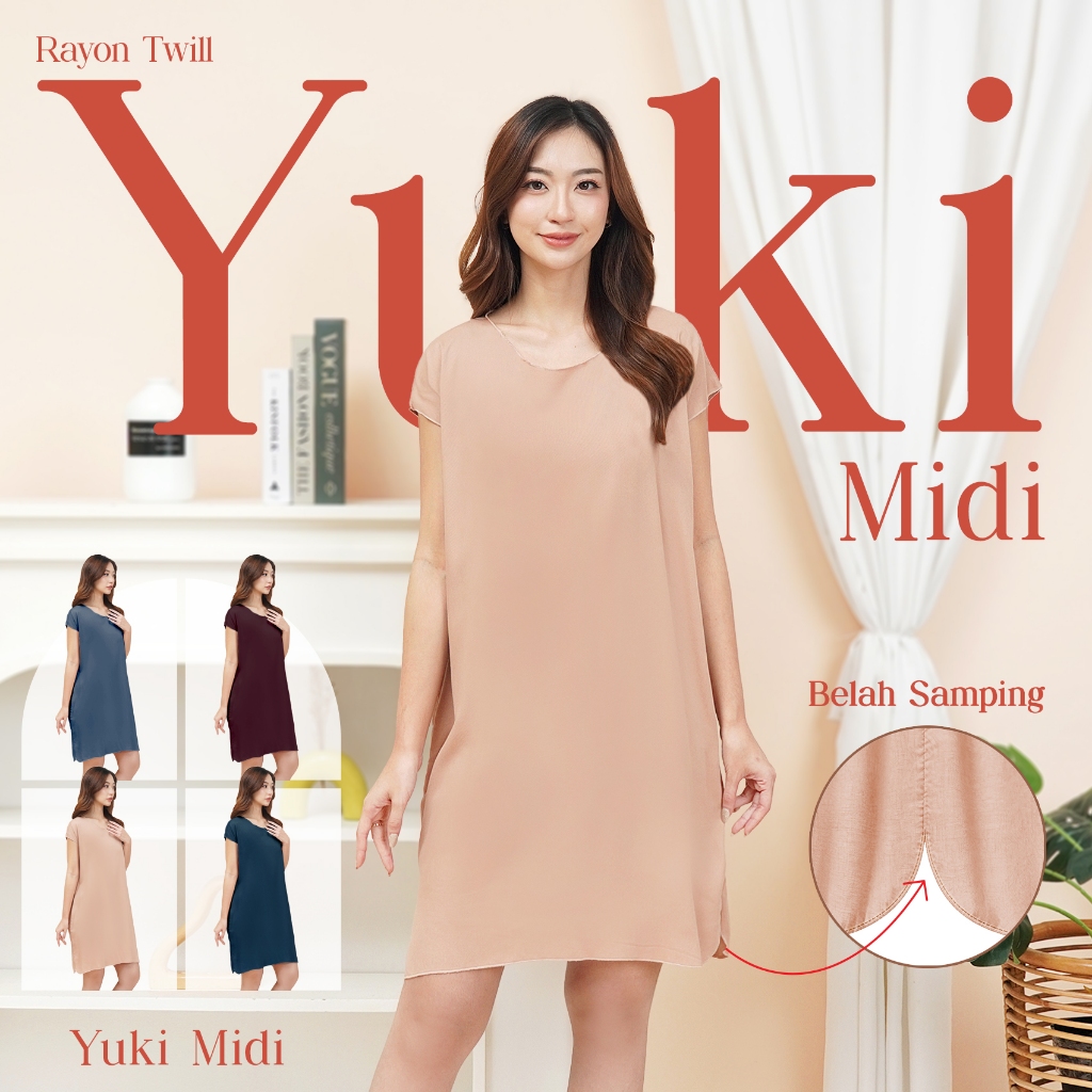 Yuki Midi Daster Rayon Midi Dress Wanita