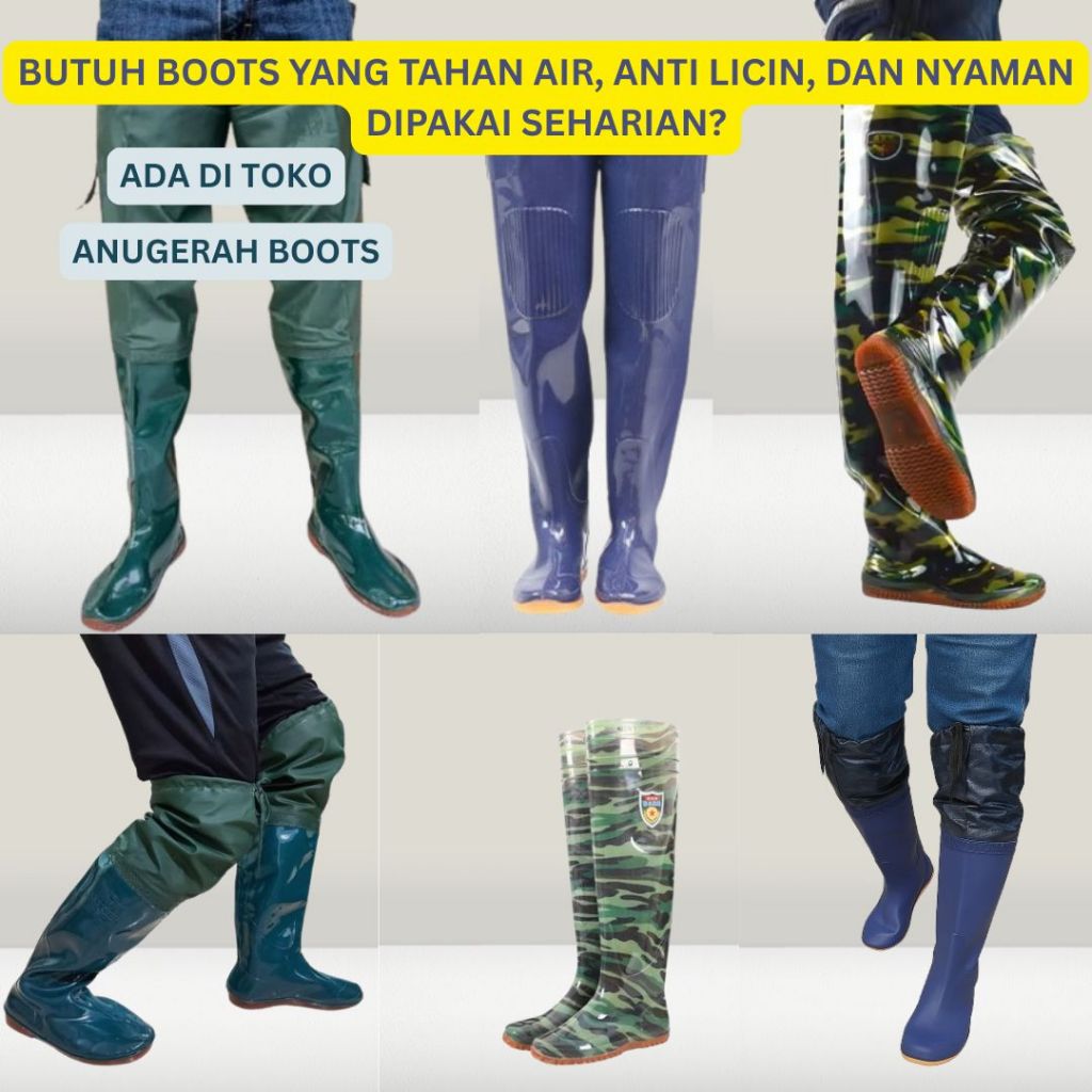 Sepatu Boots Pria – Sawah, Petani, Nelayan, Kebun, Tambak, Mancing, Banjir, Ladang, Pasar, Karet