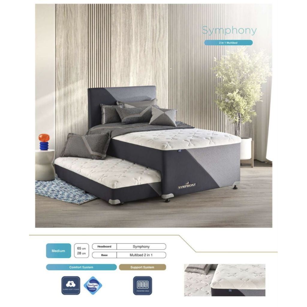 Bed Set Elite Springbed Symphony Elite (Bed Dorong , Divan Bed + Sorong + HB) 200 x 120