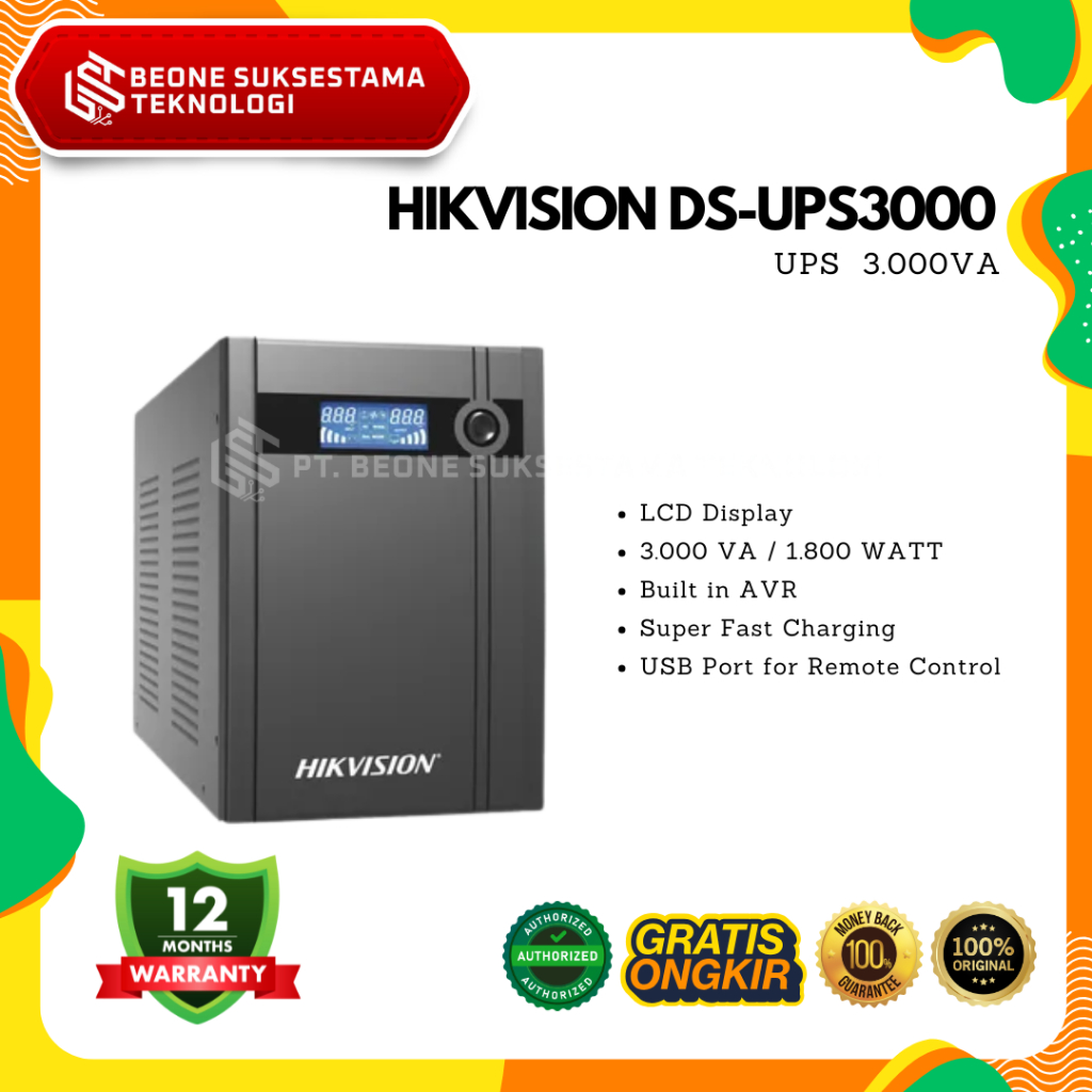 Hikvision DS-UPS3000 3000VA 1800W UPS LCD Display || Hikvision UPS 3000VA 1800W Fast Charging AVR