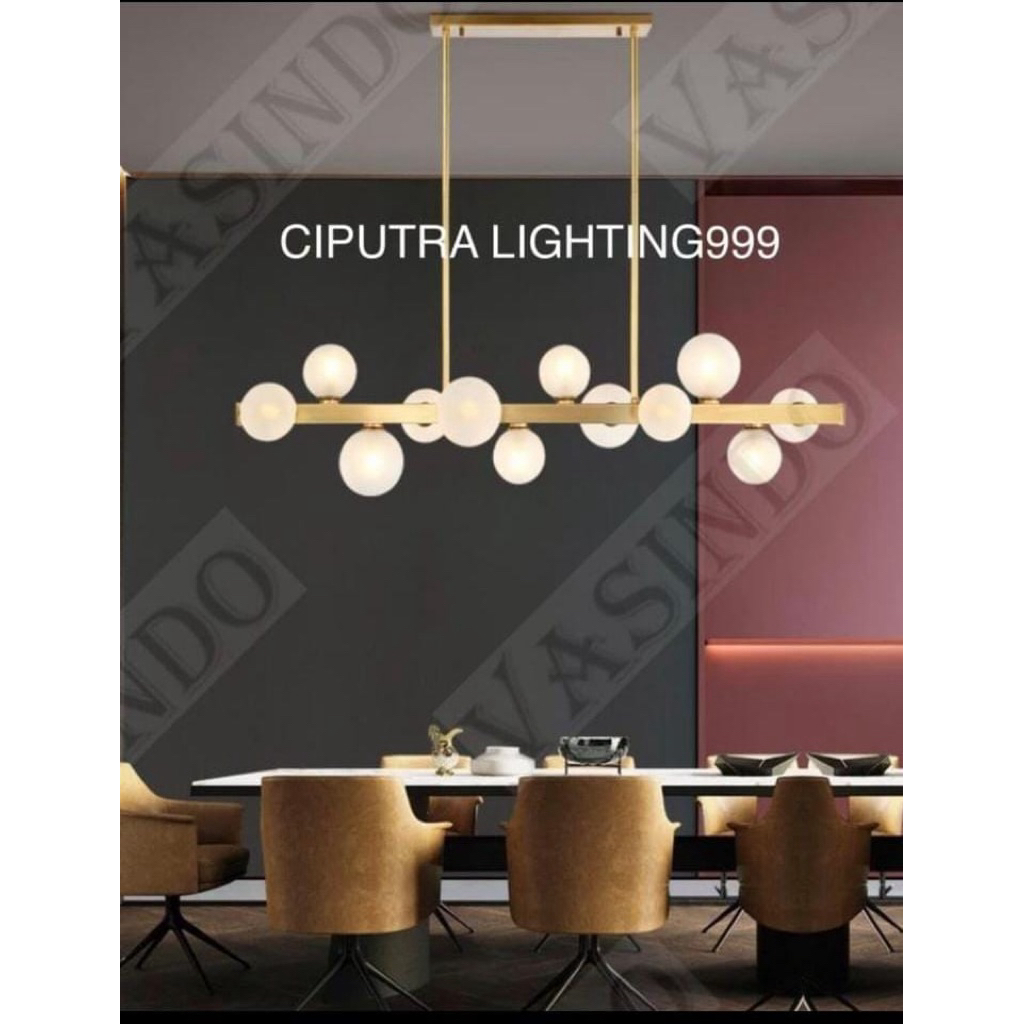 LAMPU GANTUNG HIAS MINIMALIS MODERN MEJA MAKAN 12 LAMPU ELEGAN