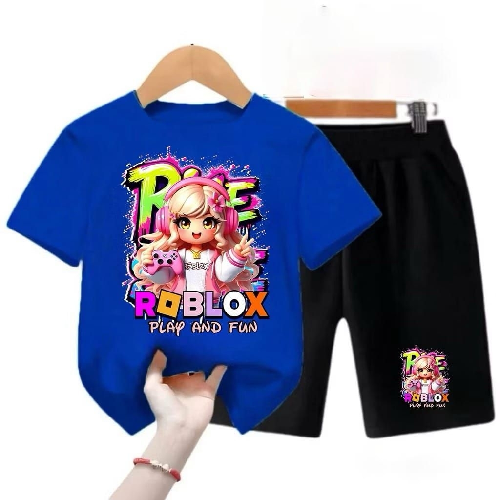 BAJU SETELAN ANAK CWOK/ CWEK CANTIK "ROBLOX PLAYER AND FUN" BAJU KEREN BUAT UMUR 2-10thn