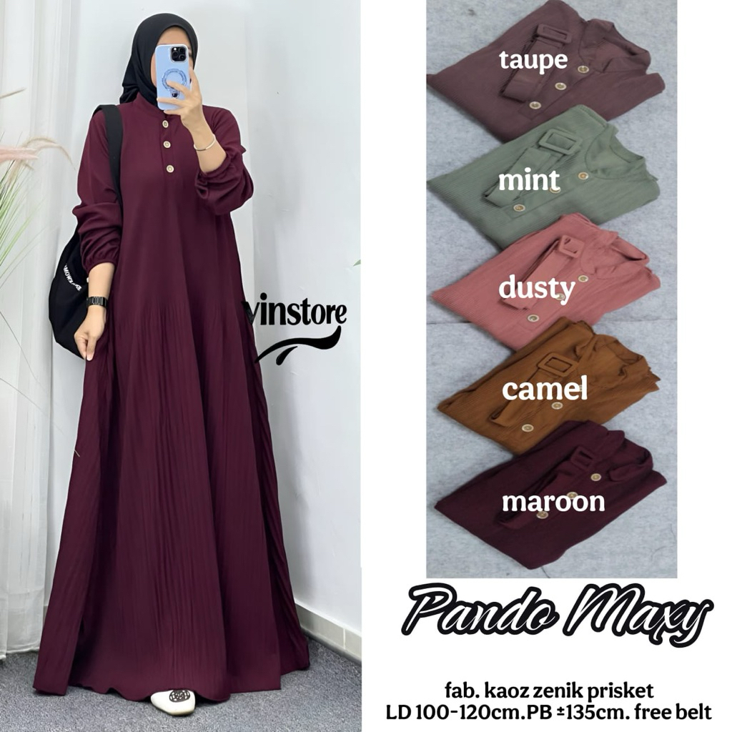 PANDO SHEREN MEGA YOMMY MAXY • ERLYTA MIDY • DRESS BY VINSTORE BAHAN PRISKET CRINKLE AIRFLOW ROMPI N