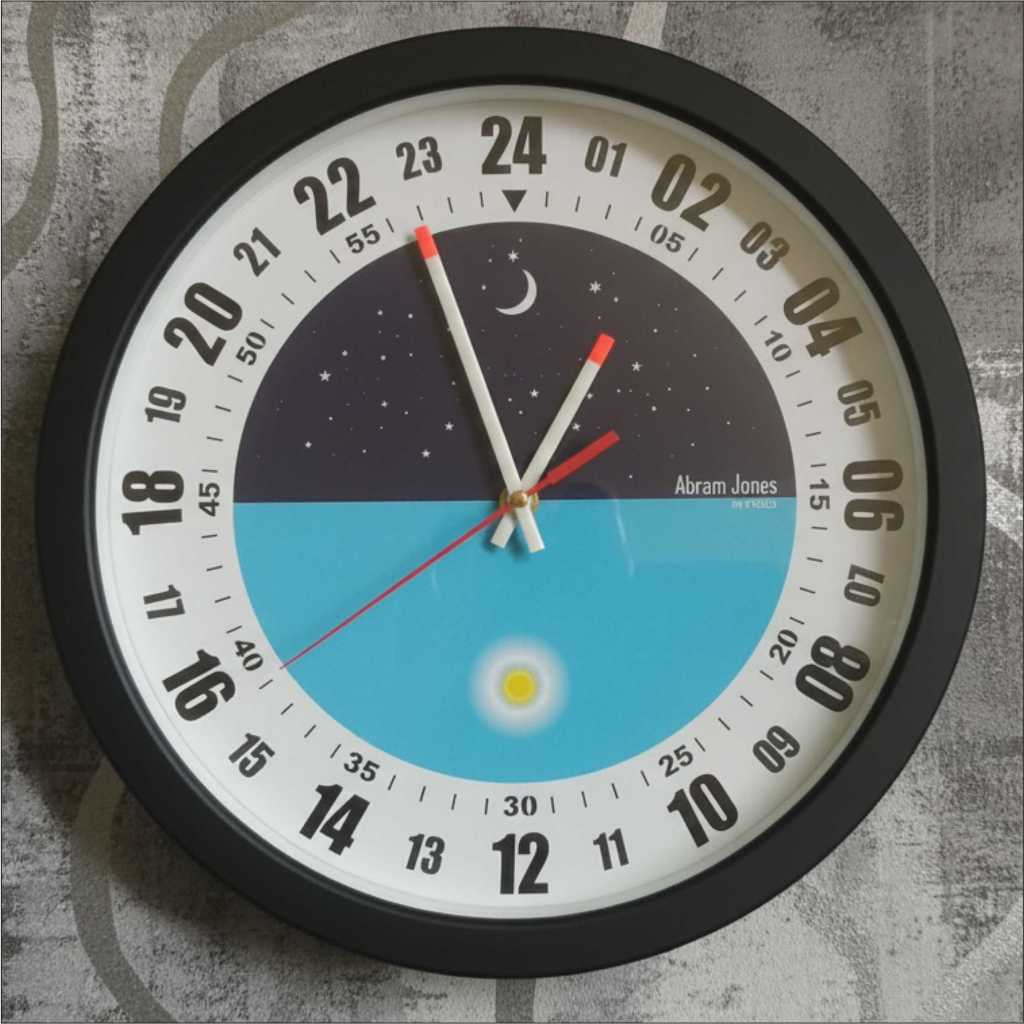Jam Dinding 24 Jam Circadia – Skala 24 Jam | Desain Unik, Presisi, Estetik Modern