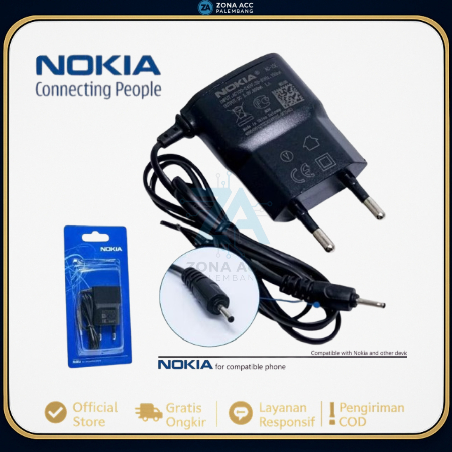 Charger Nokia Jadul Jarum Kecil & Micro | Cas Cepat Awet Anti Rusak
